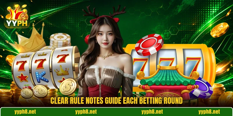 Clear rule notes guide each betting round