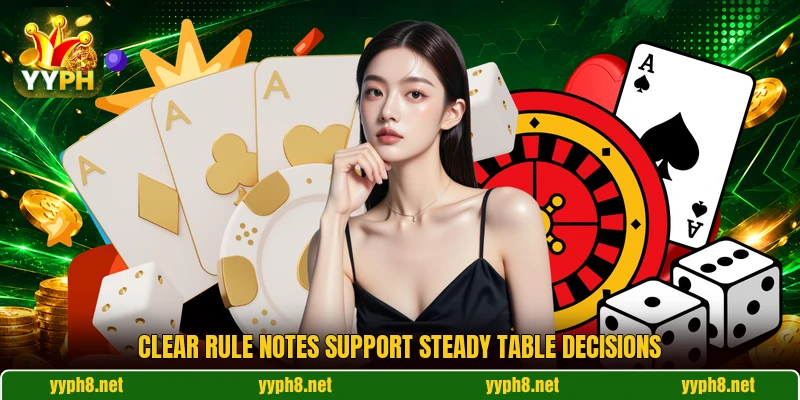 Clear rule notes support steady table decisions Clear rule notes support steady table decisions