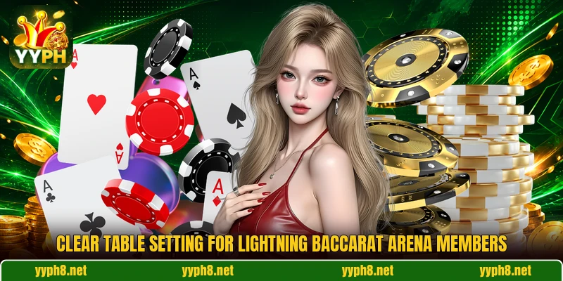 Clear table setting for Lightning Baccarat Arena members Clear table setting for Lightning Baccarat Arena members