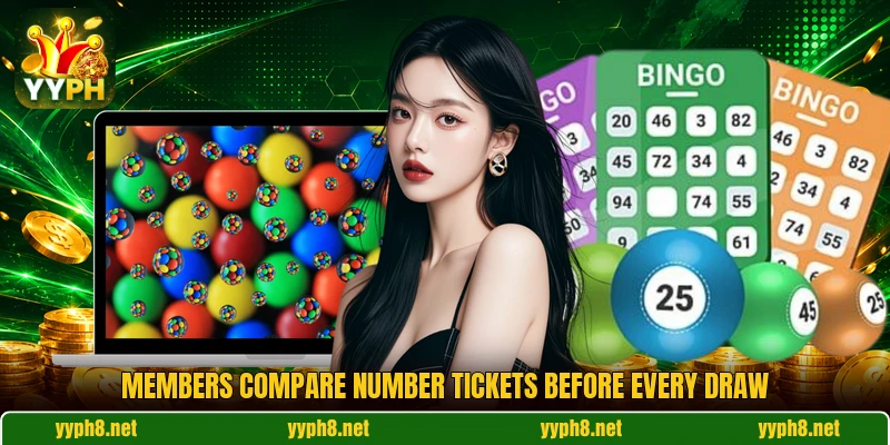 Members compare number tickets before every draw