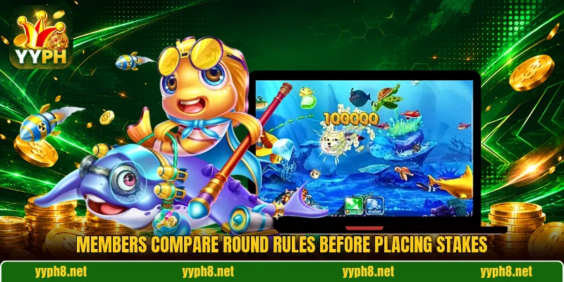 Members compare round rules before placing stakes