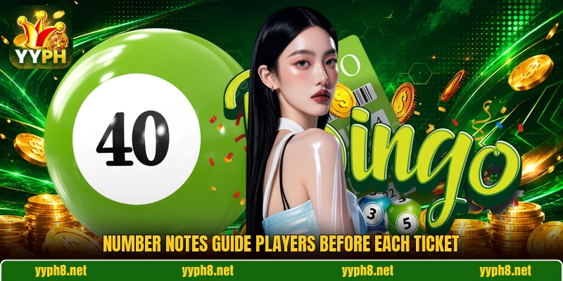 Number notes guide players before each ticket Number notes guide players before each ticket