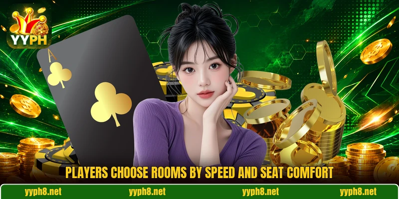 Players choose rooms by speed and seat comfort
