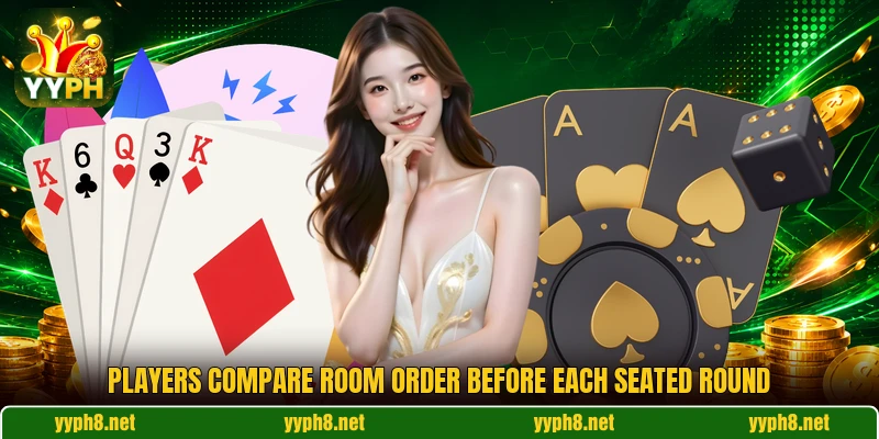 Players compare room order before each seated round
