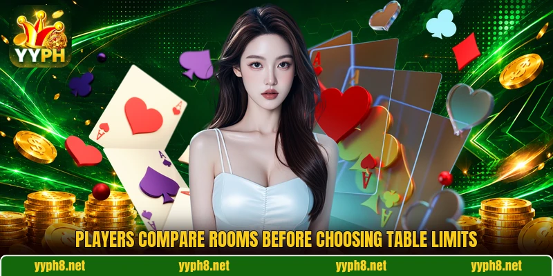 Players compare rooms before choosing table limits Players compare rooms before choosing table limits