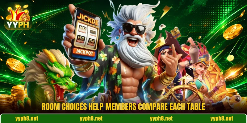 Room choices help members compare each table